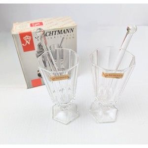 VTG Nachtmann "Festival" Set Of Crystal Irish Coffee Glasses & Stirers In Box